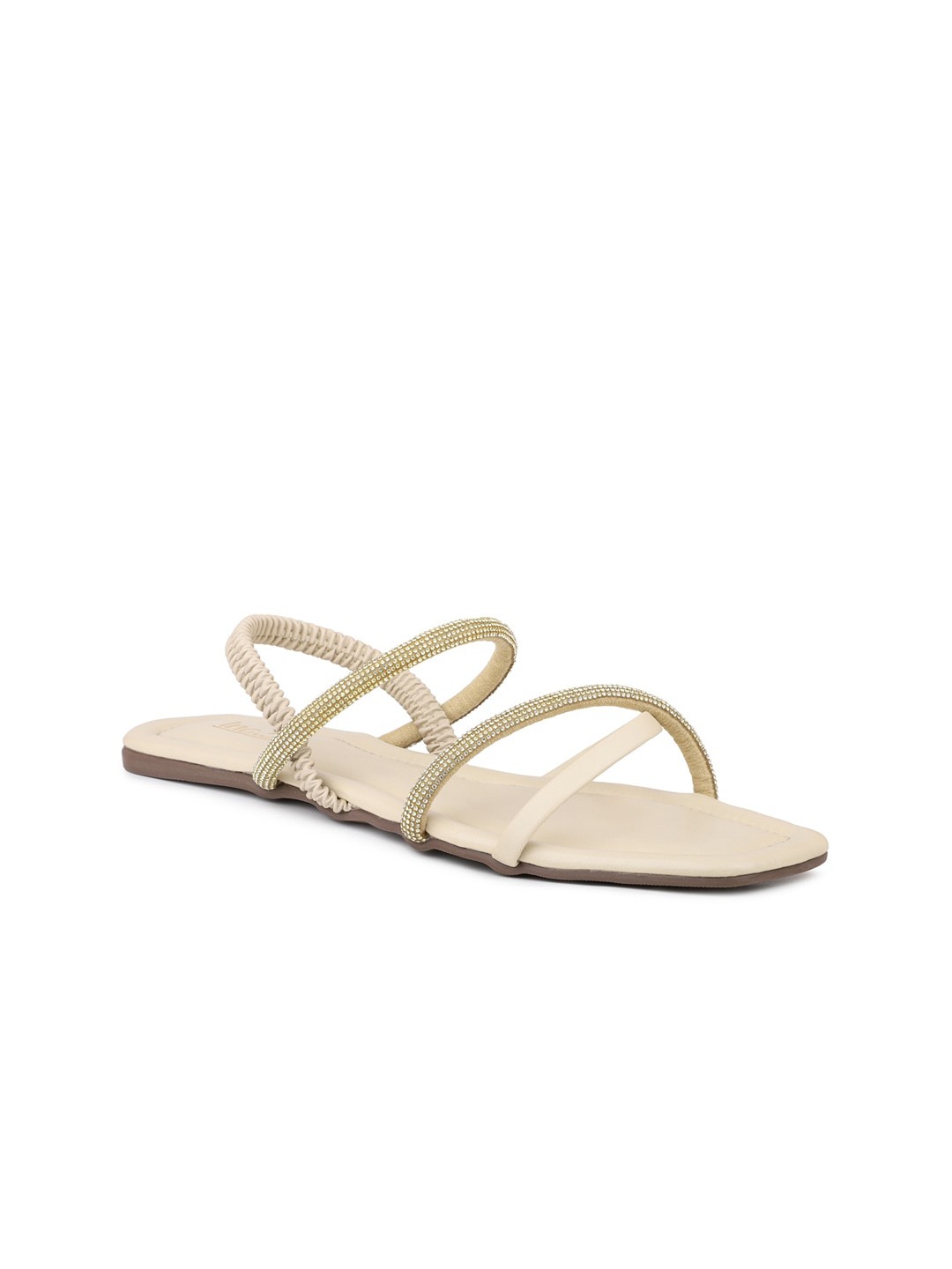 

Inc 5 Embellished Open Toe Flats With Backstrap, Beige