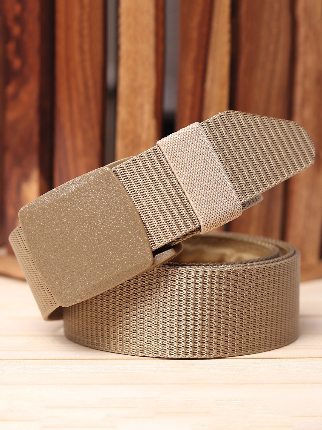 

Roadster Men Braided Canvas Belt, Tan