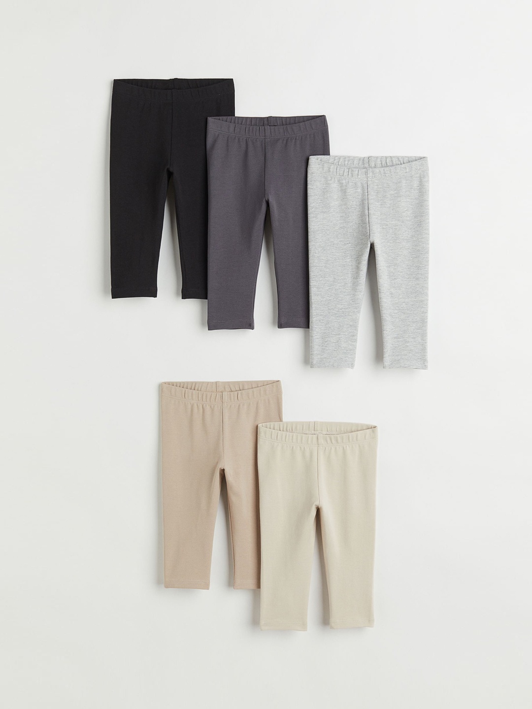 

H&M Infant Boys 5-Pack Cotton Leggings, Beige