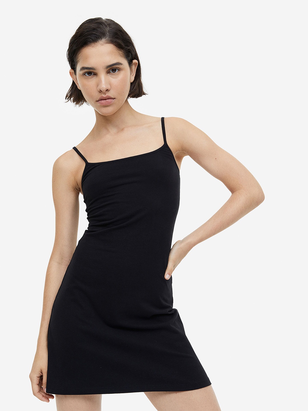 

H&M Flared-Skirt Jersey Dress, Black