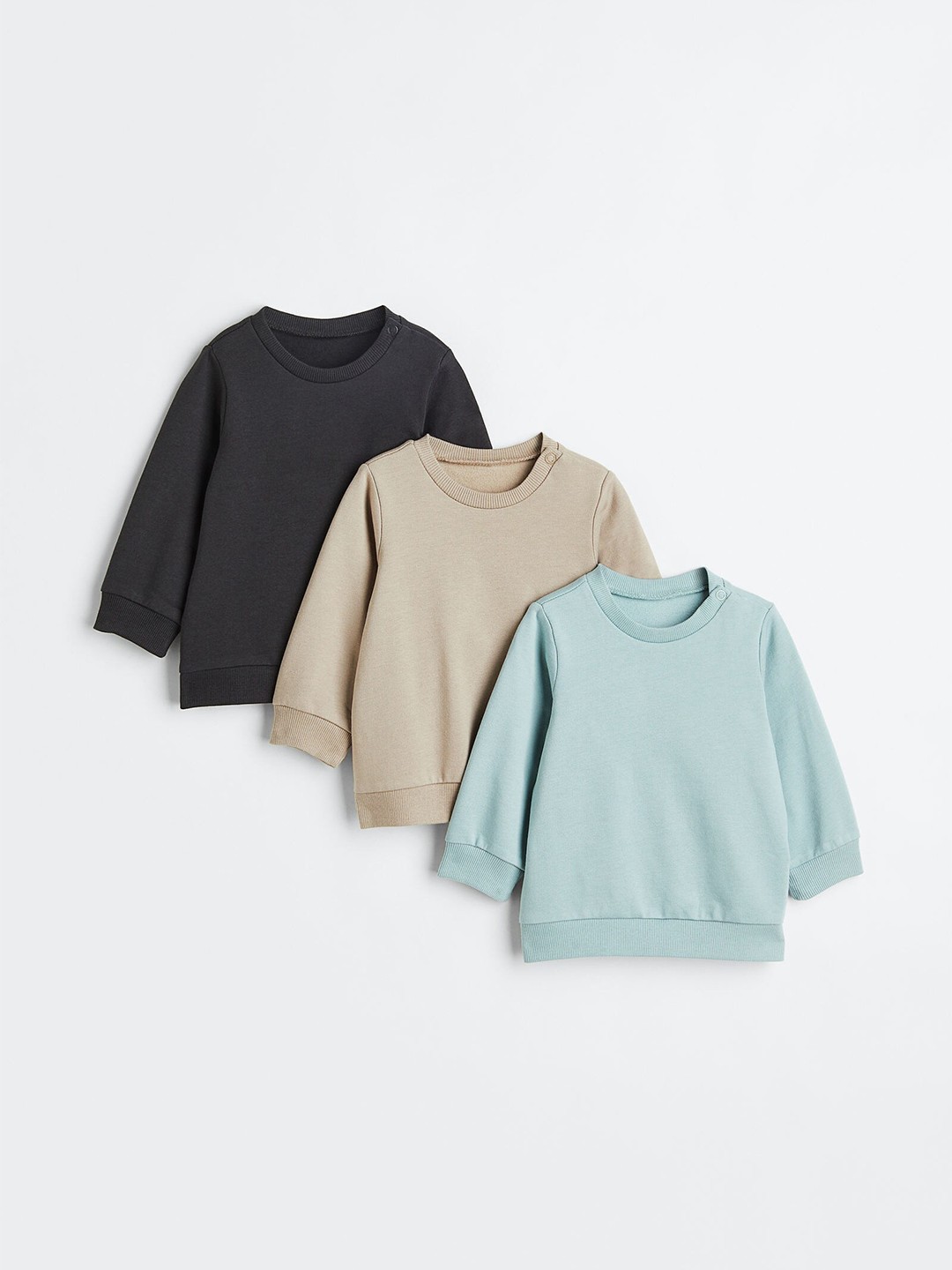 

H&M Infant Boys 3-Pack Pure Cotton Sweatshirts, Beige