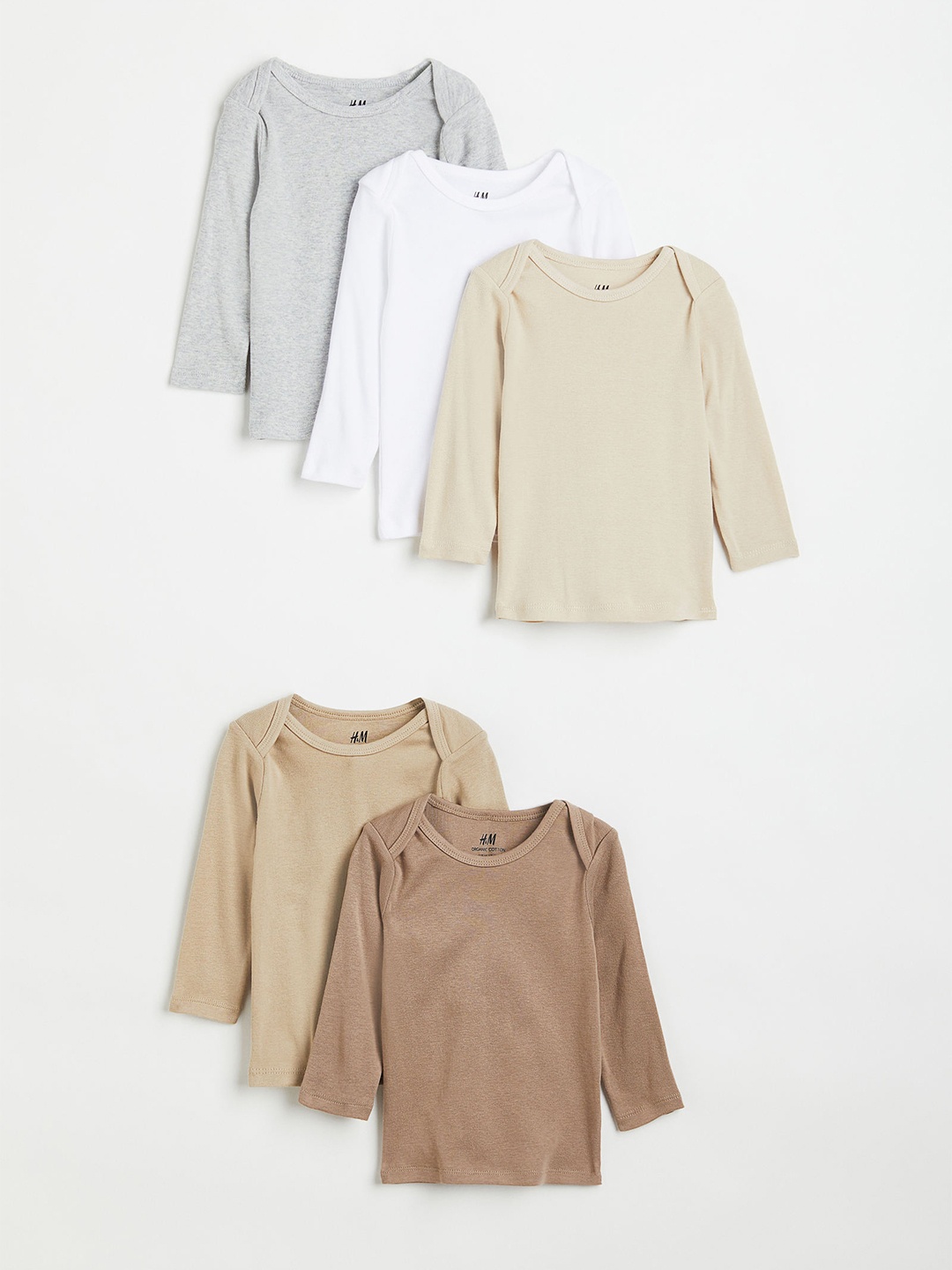 

H&M Infant Boys 5-Pack Pure Cotton Tops, Beige