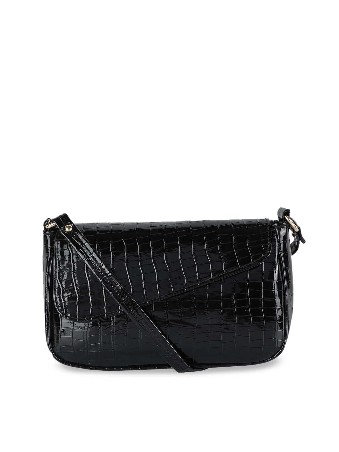 

ZEVORA Textured PU Structured Sling Bag, Black