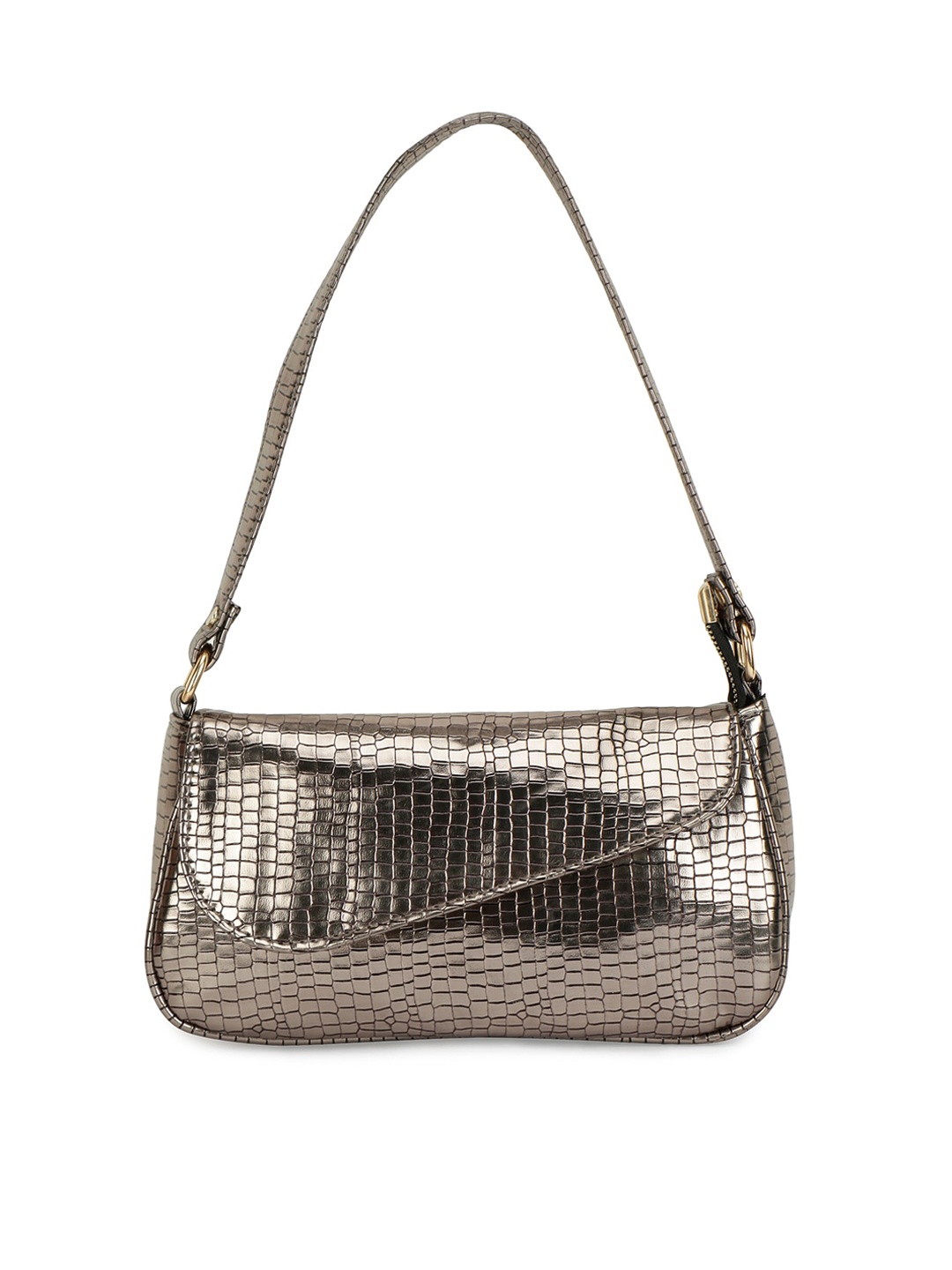 

ZEVORA Textured Structured Shoulder Bag, Metallic