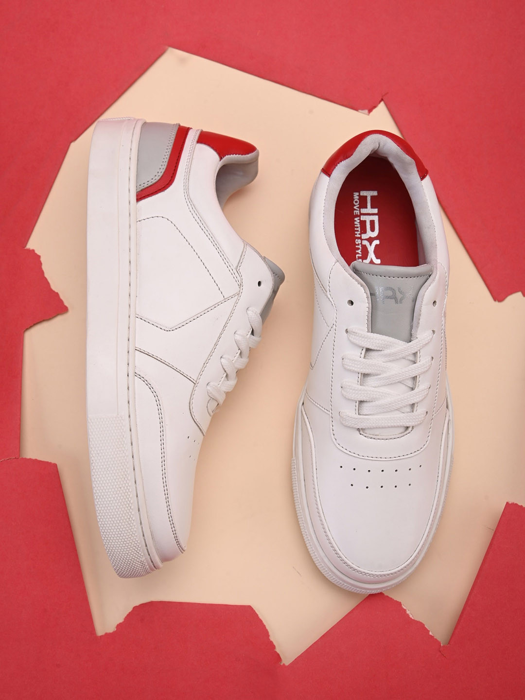 

HRX by Hrithik Roshan Women White And Red Perforated Lightweight Sneakers