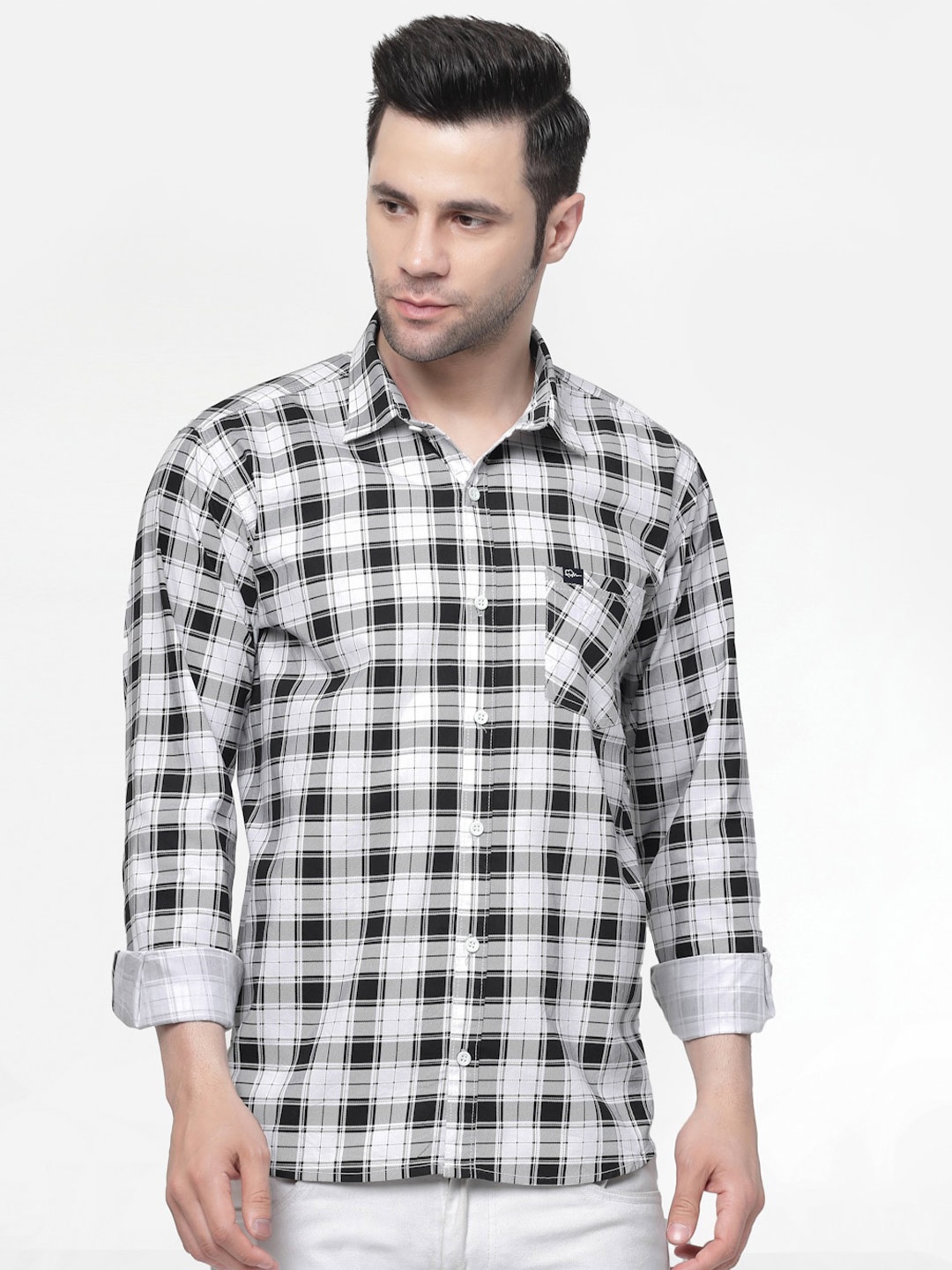 

ADWYN PETER New Tartan Checked Casual Cotton Shirt, White