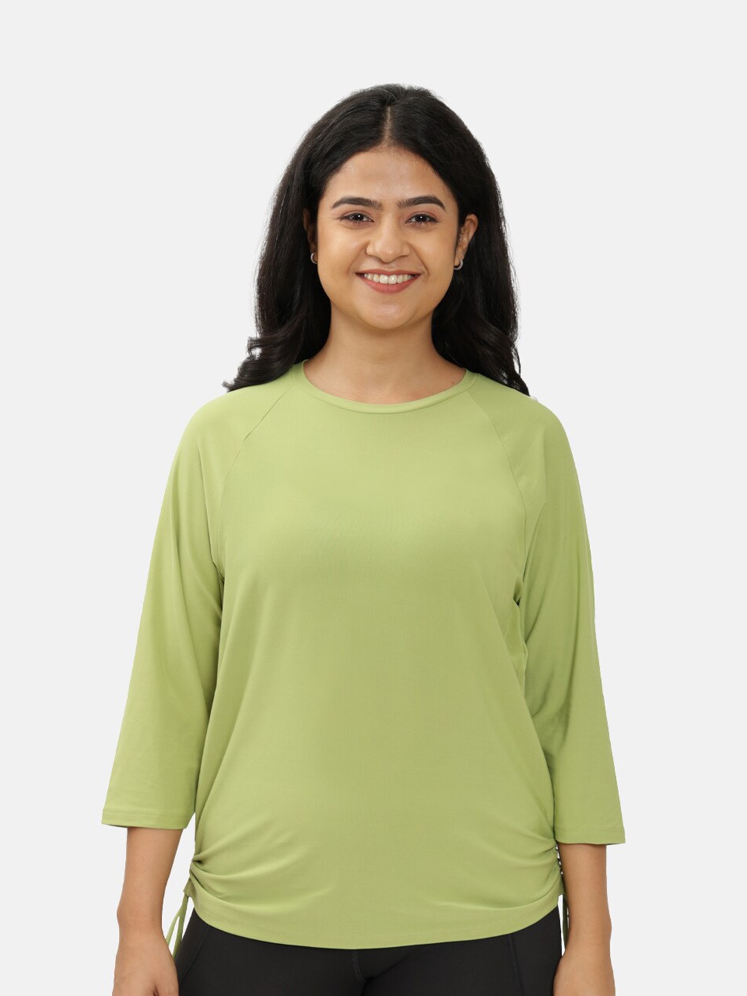 

Blissclub Raglan Sleeves Ruched Top, Green