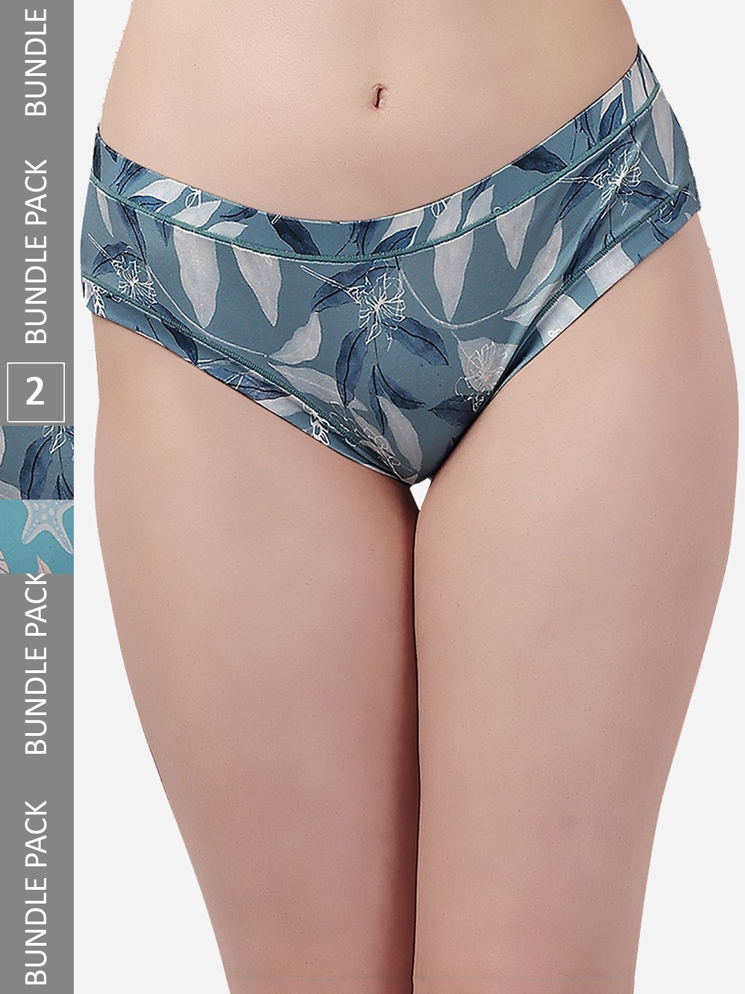 

Soie Women Mid Rise Seamless Full Coverage Brief-Pack of 2, Blue