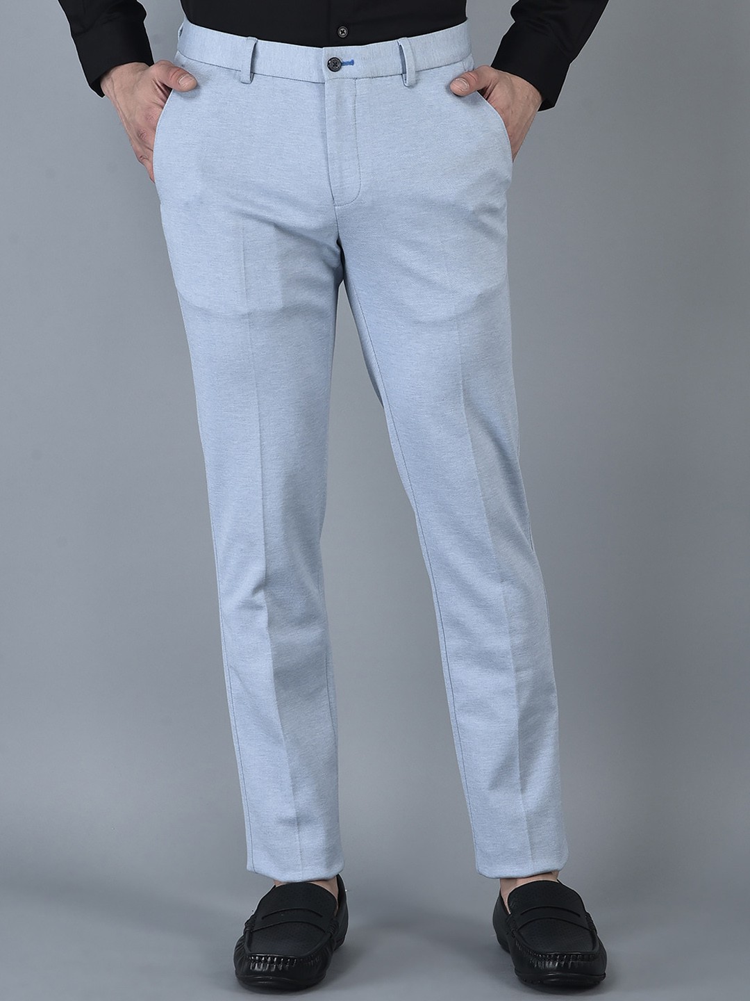 

CANOE Men Smart Mid Rise Plain Formal Trousers, Blue