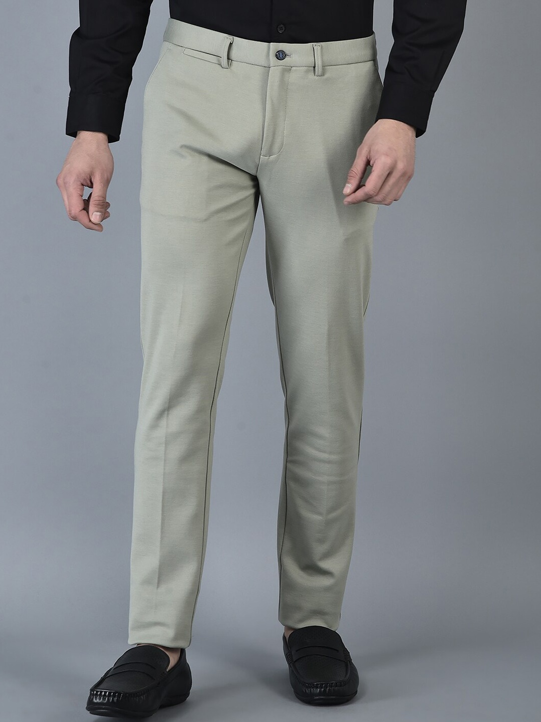 

CANOE Men Smart Mid-Rise Formal Trousers, Green