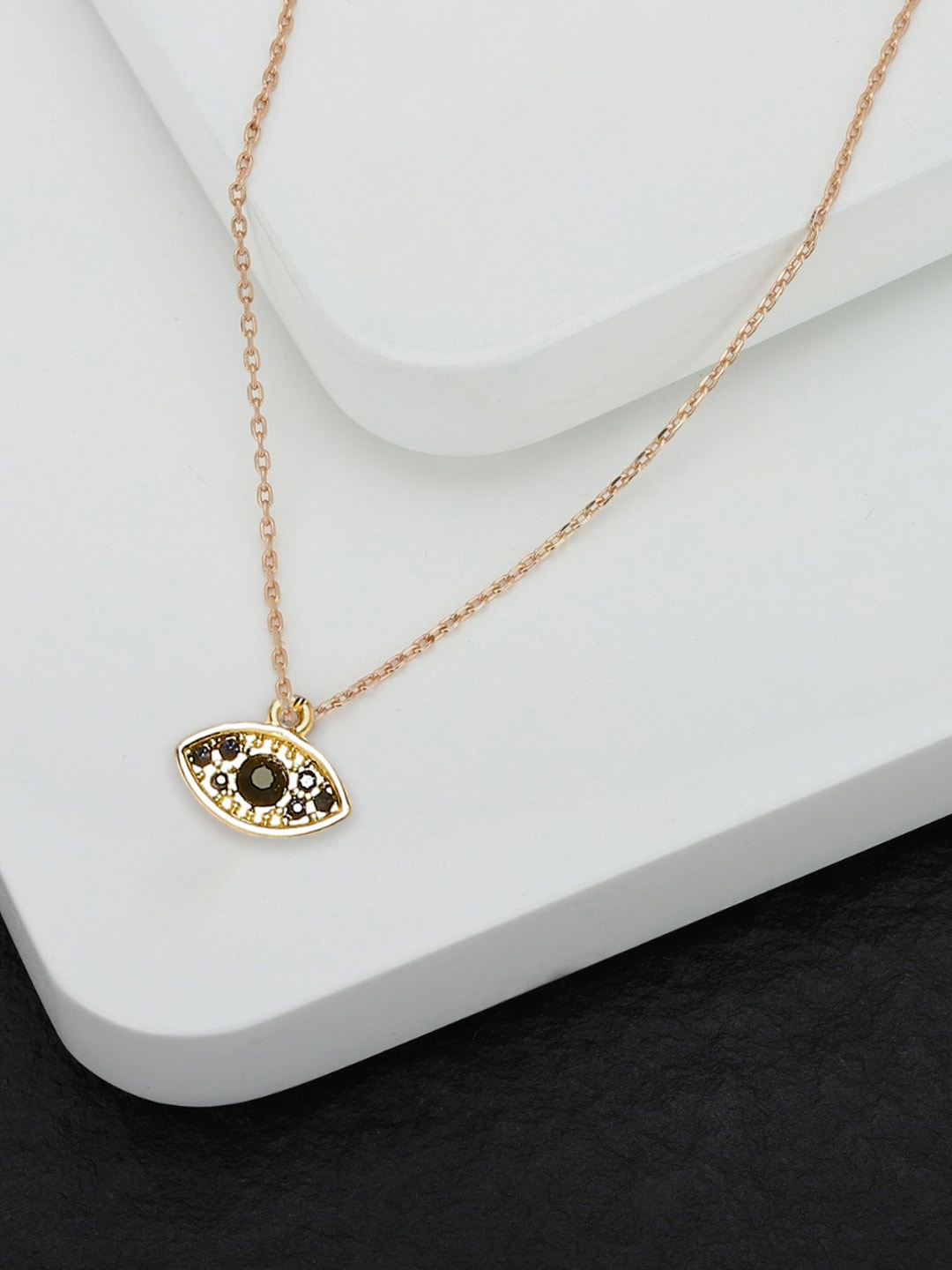 

OOMPH Gold-Plated Stone-Studded Evil-Eye Charm Anklet