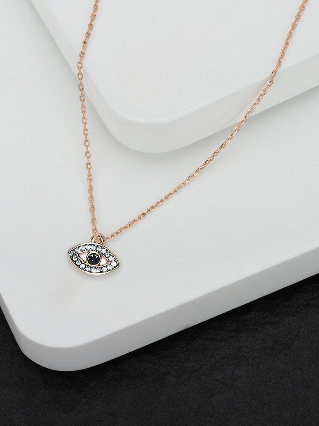 

OOMPH Gold-Plated Stone Studded Evil Eye Charm Anklet