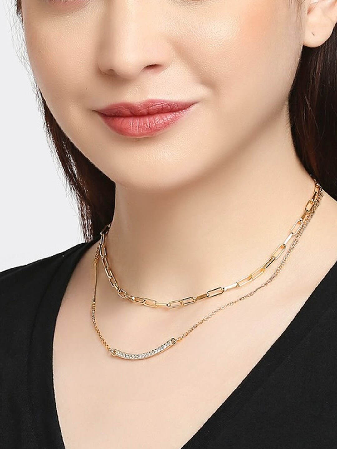

OOMPH Layered Delicate Link Chain Necklace, Gold