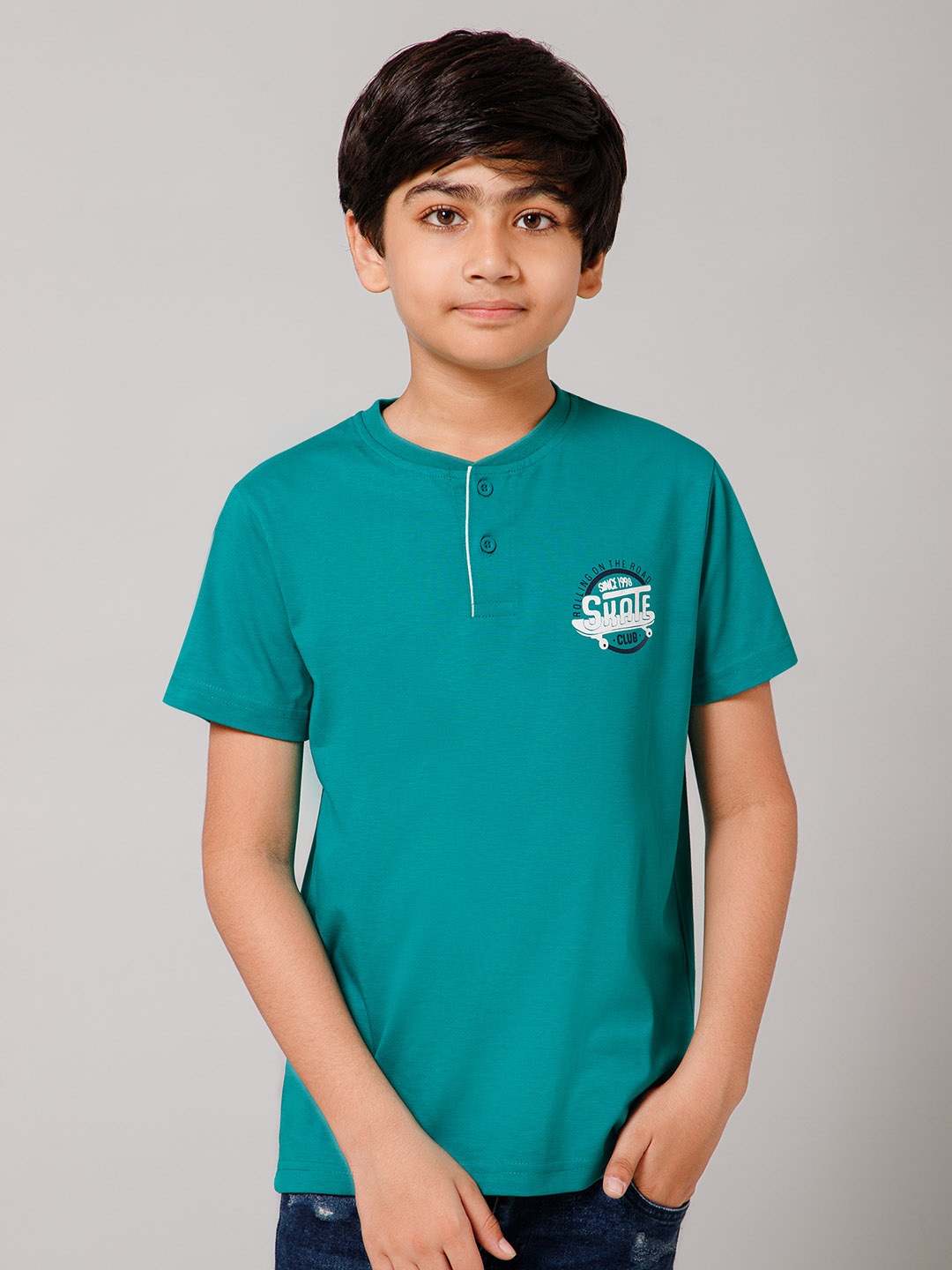 

Provogue Boys Henley Neck T-shirt, Teal