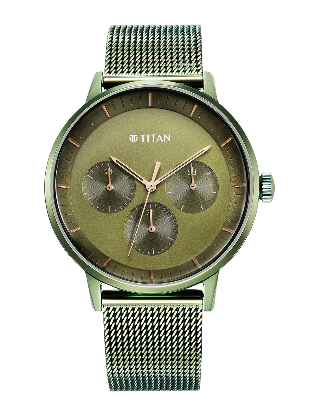 

Titan Modern Classics Men Stainless Steel Bracelet Style Strap Analogue Watch 94006QM03, Green