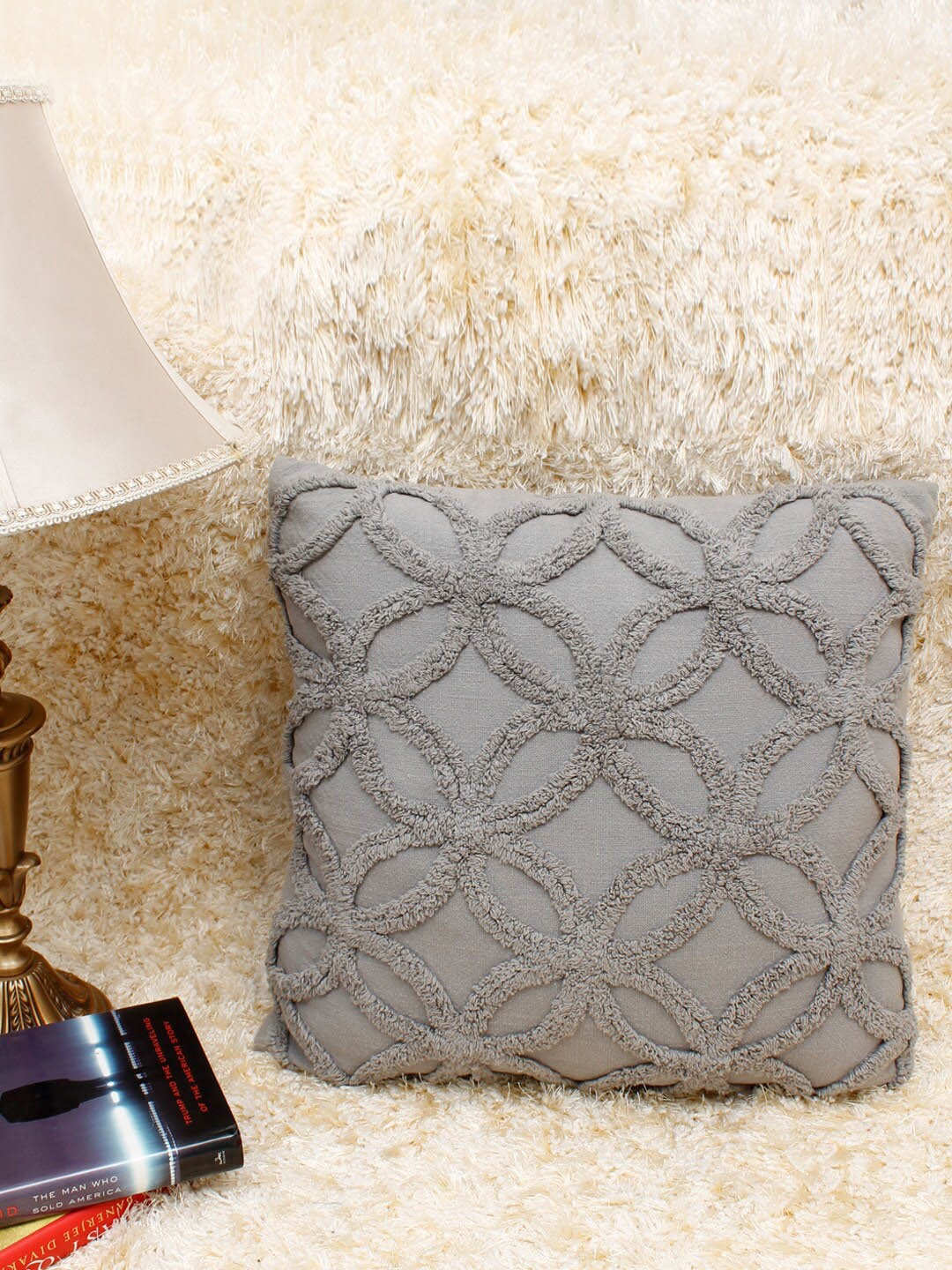 

AVI Living Grey Floral Square Cushion Cover