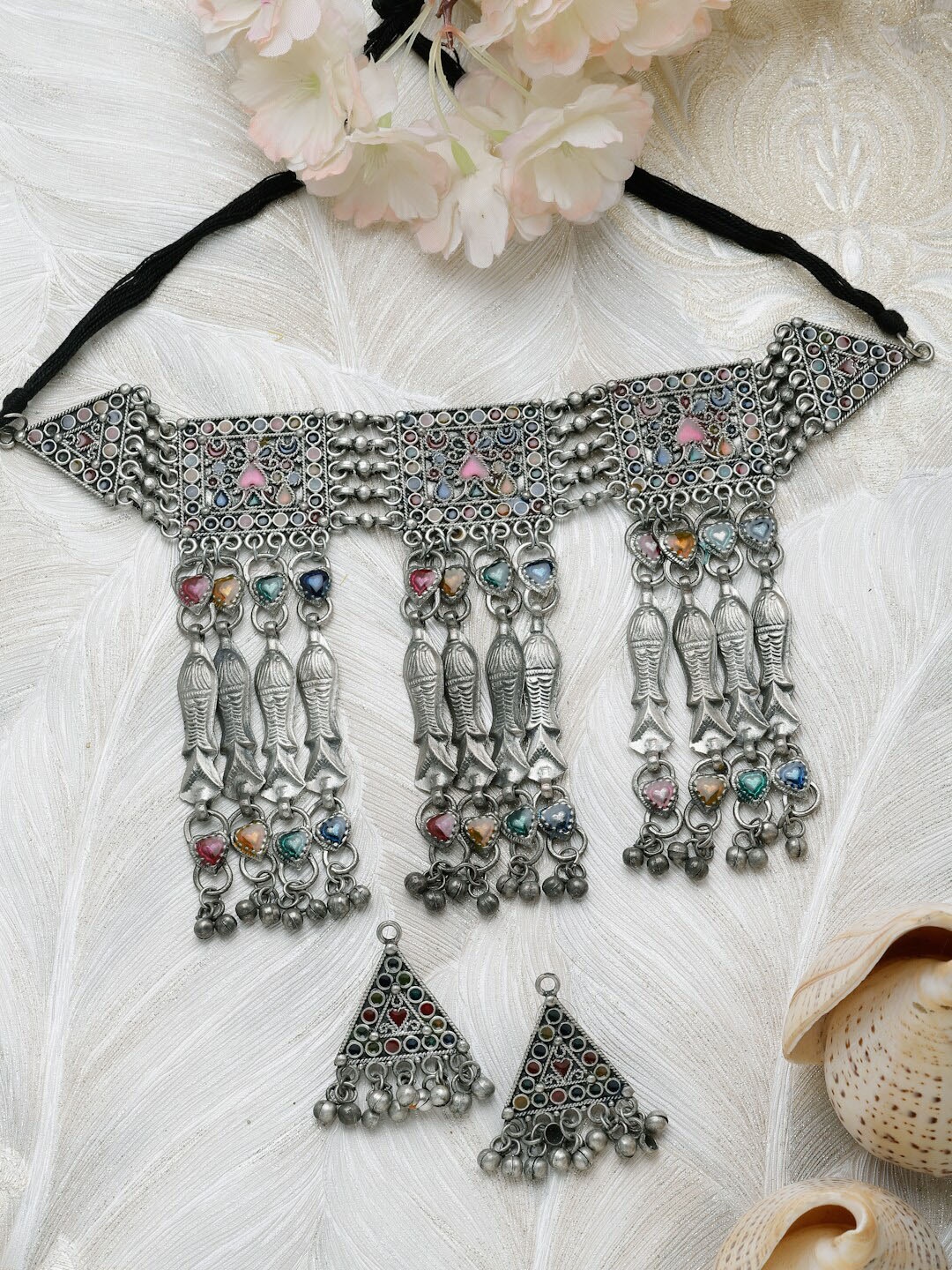 

Moedbuille Silver-Plated Oxidised Jewellery Set