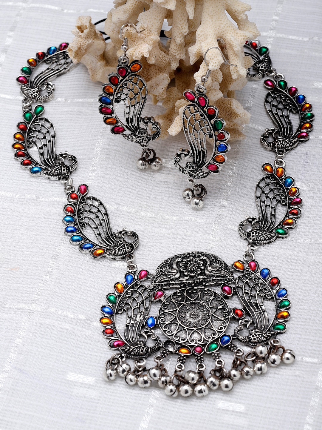 

Moedbuille Silver-Plated Crystal-Studded Jewellery Set