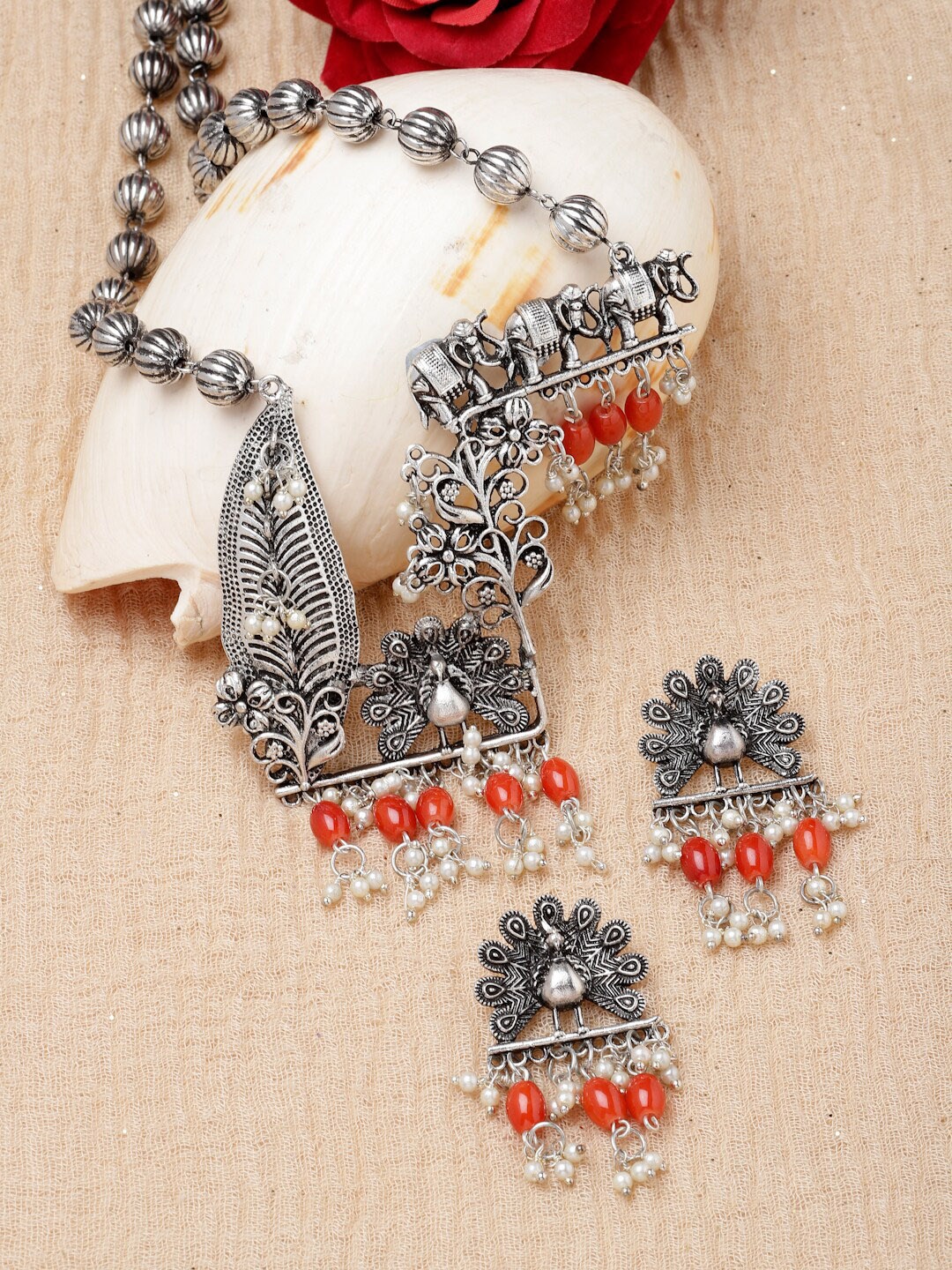 

Moedbuille Silver-Plated Artificial Beaded Jewellery Set