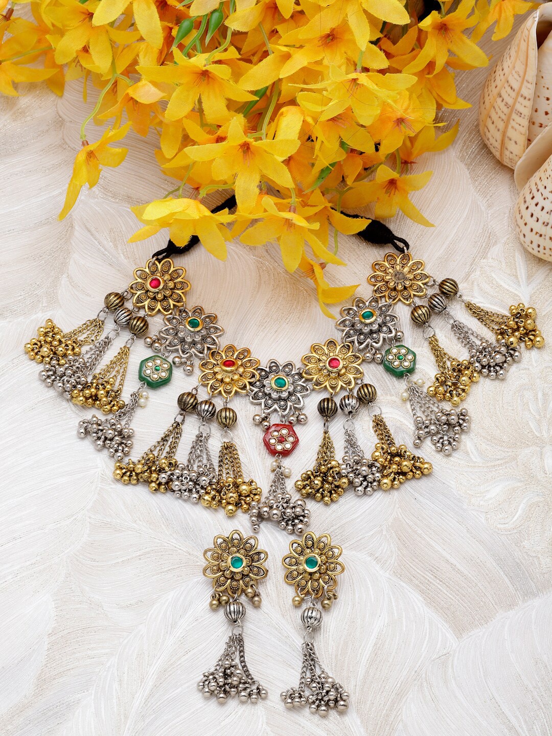 

Moedbuille Gold-Plated Crystal-Studded Jewellery Set