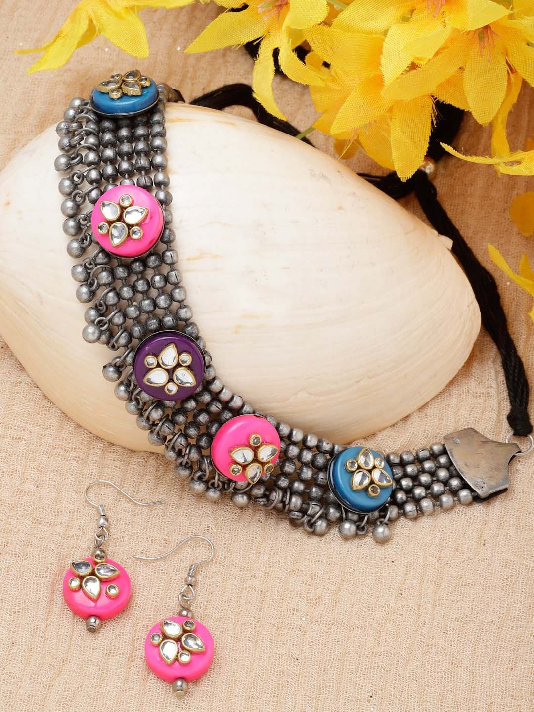 

Moedbuille Silver-Plated Crystal-Studded Jewellery Set