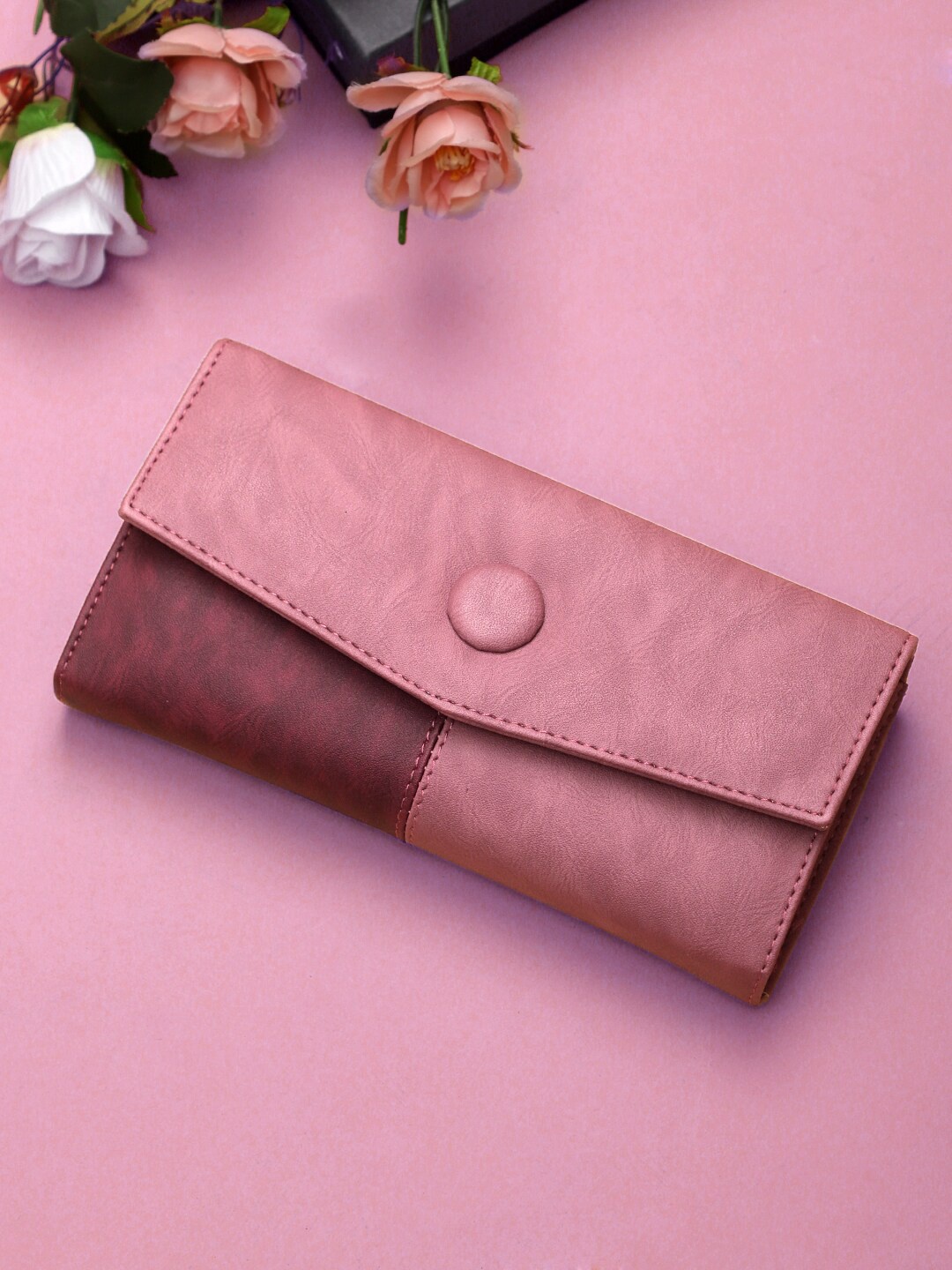 

Bag Pepper Colourblocked Foldover Clutch, Pink