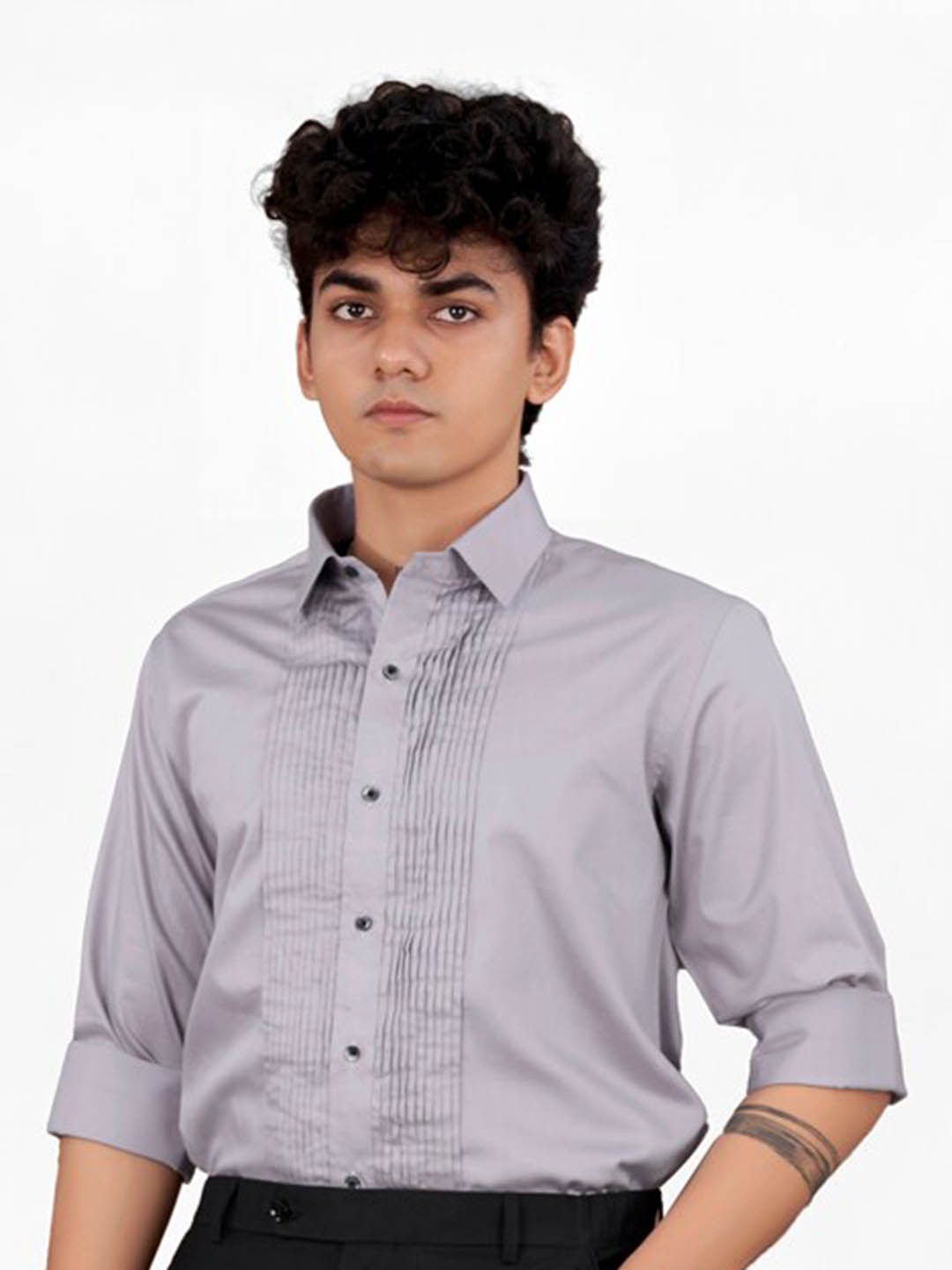 

FRENCH CROWN Standard Pleated Casual Shirt, Purple