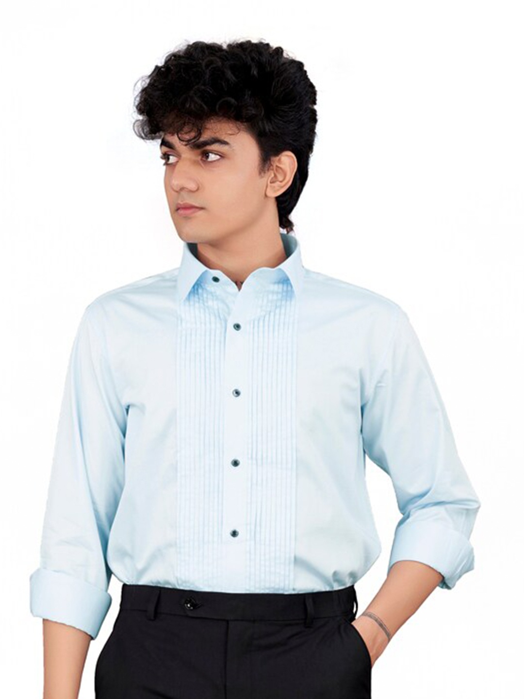 

FRENCH CROWN Standard Cotton Casual Shirt, Blue