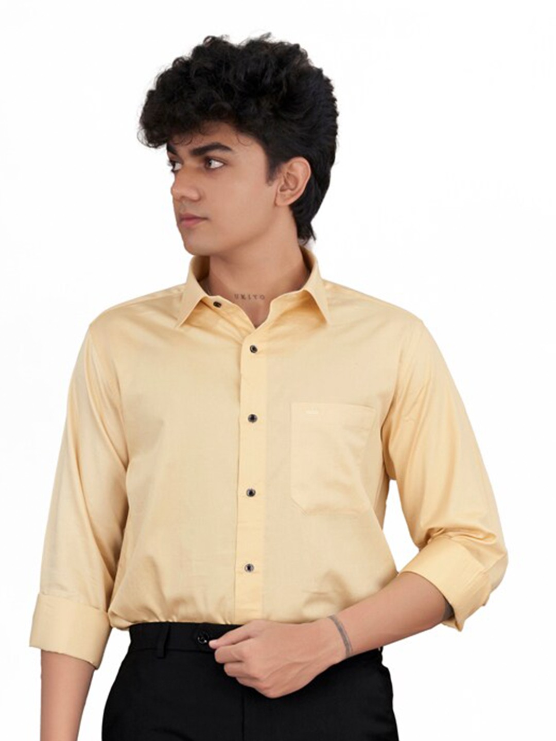 

FRENCH CROWN Standard Fit Spread Collar Cotton Formal Shirt, Orange