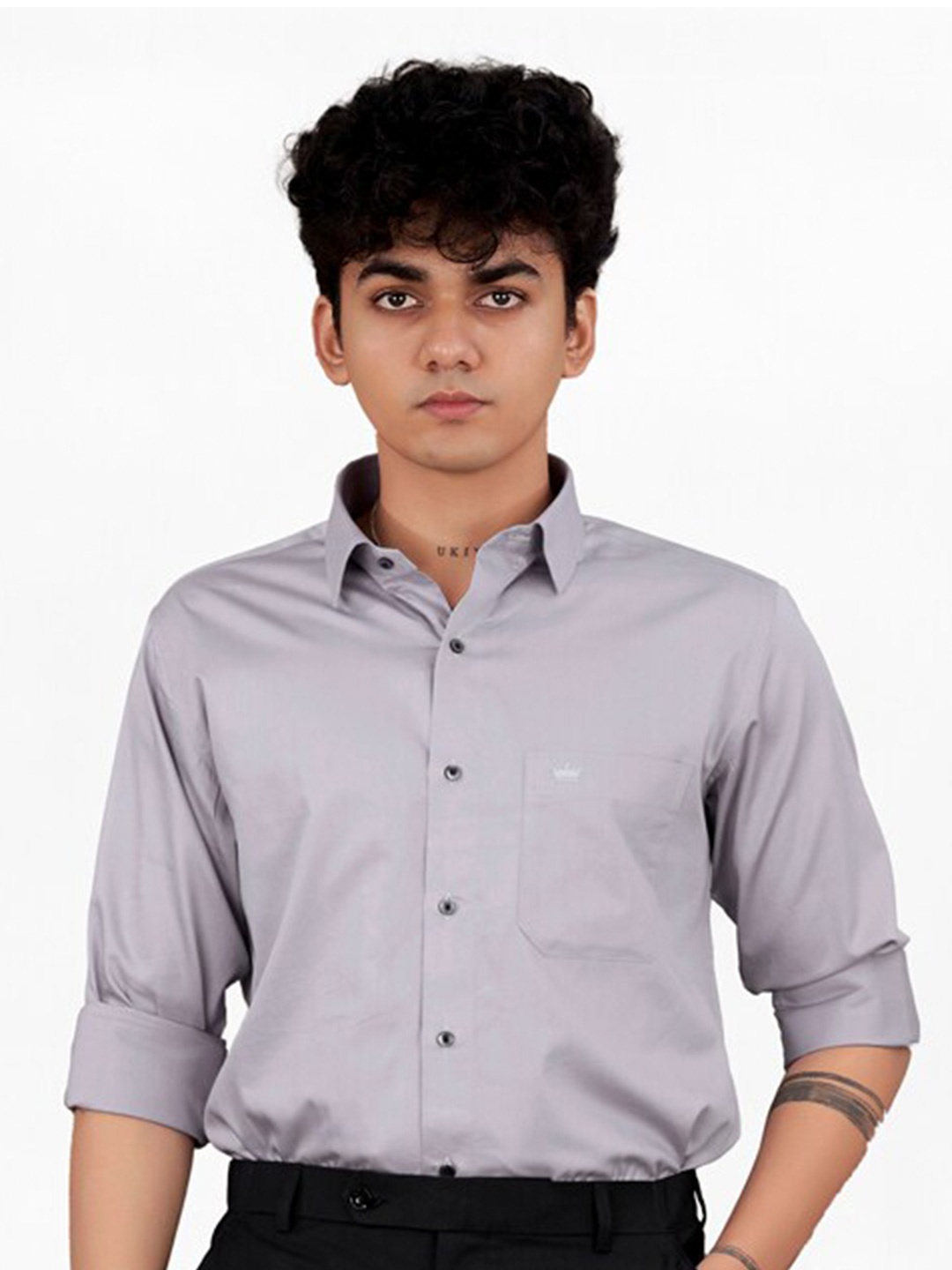 

FRENCH CROWN Standard Fit Spread Collar Cotton Formal Shirt, Purple