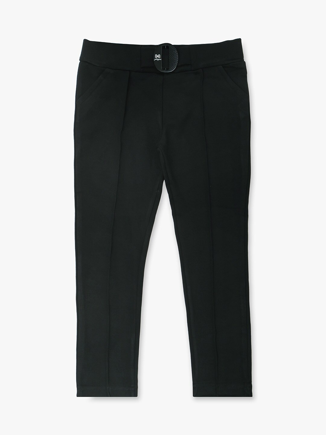 

YK Girls Mid-Rise Jeggings With Belt, Black