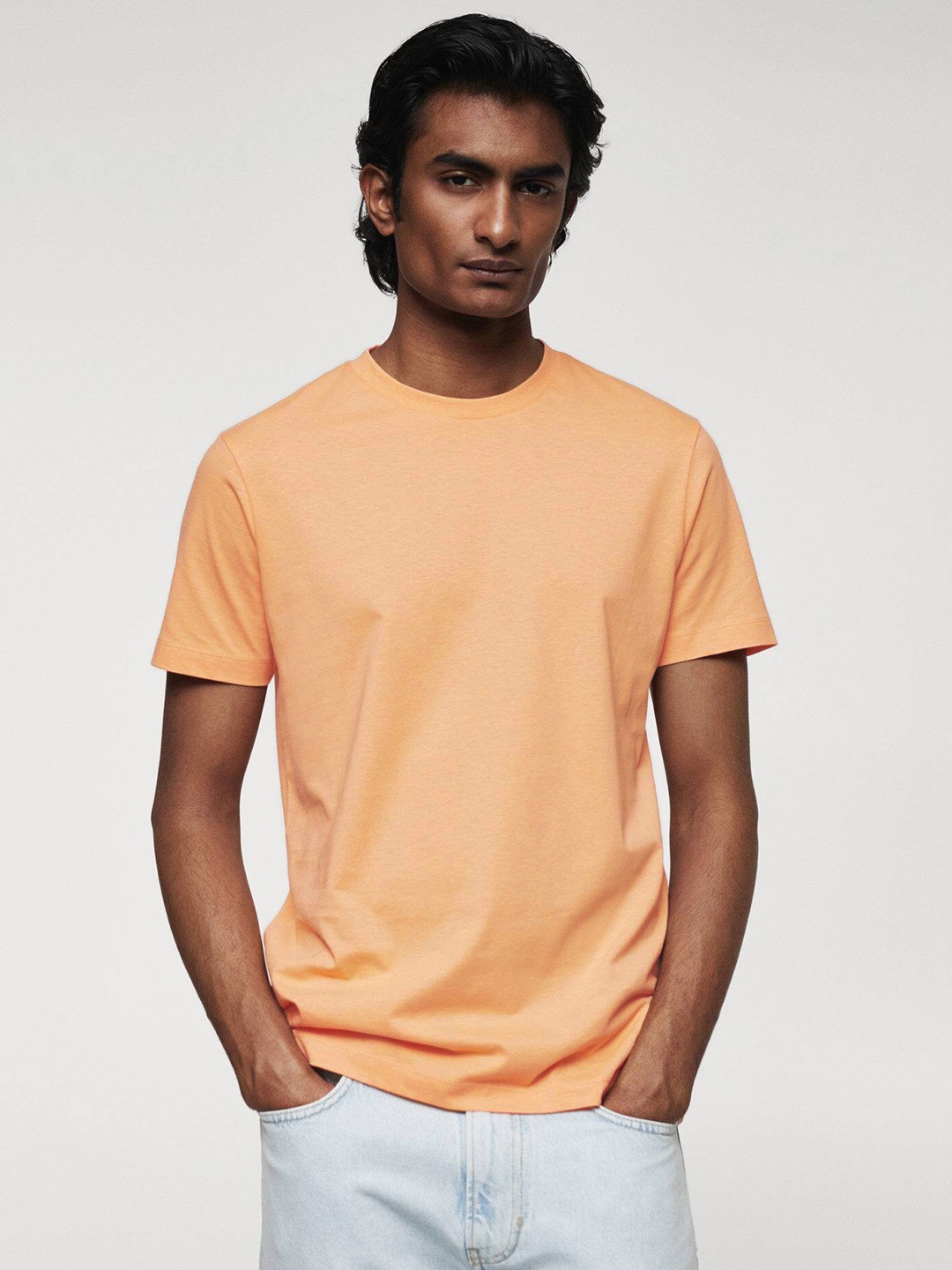 

MANGO MAN Pure Cotton T-shirt, Peach