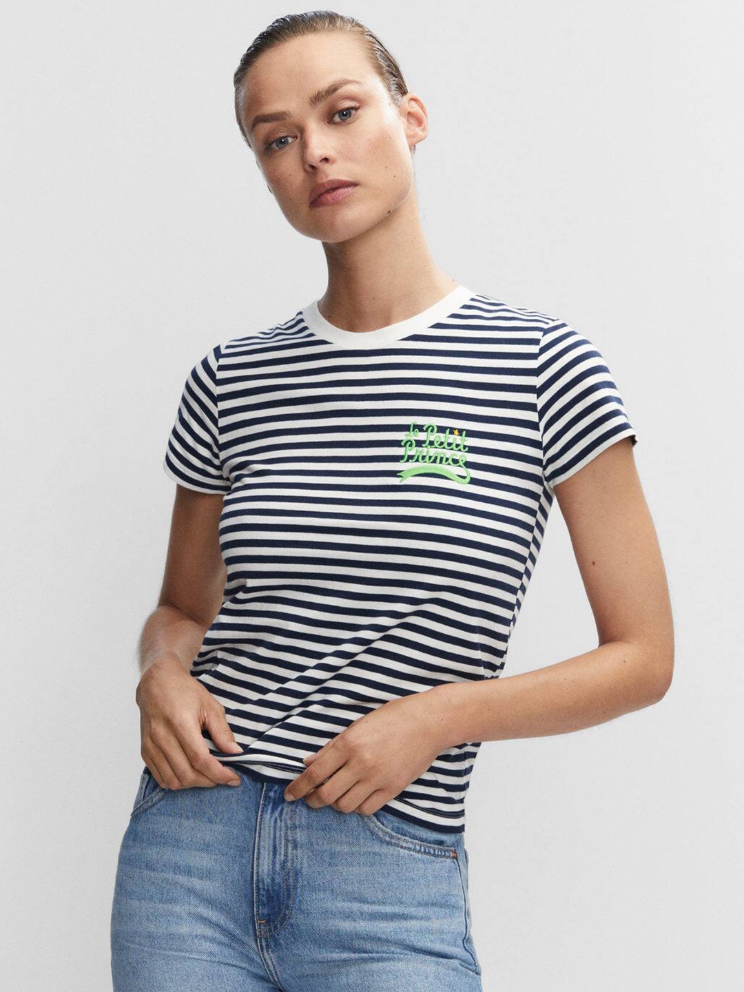 

MANGO Striped T-shirt, Blue