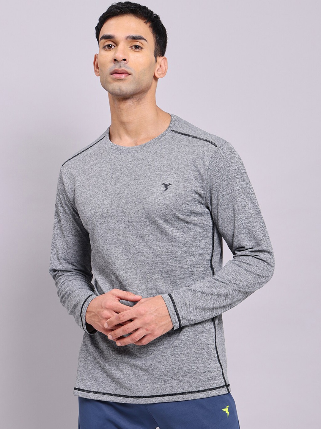 

Technosport Round Neck Antimicrobial Slim Fit T-shirt, Grey