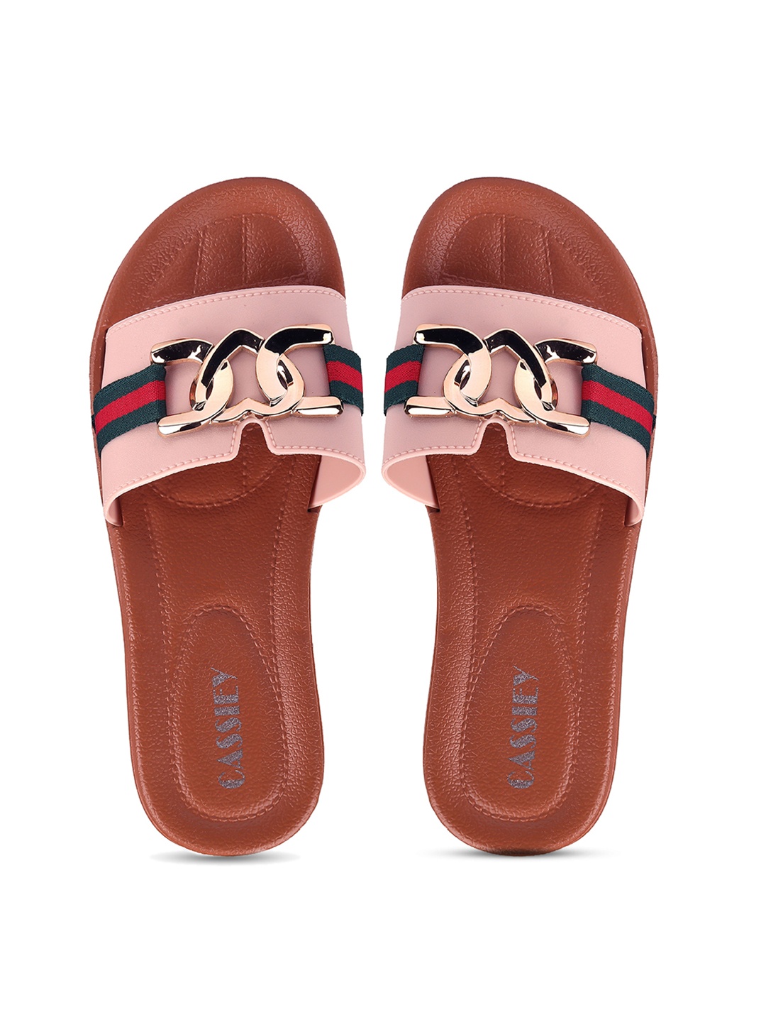

CASSIEY Women Embellished Rubber Sliders, Pink