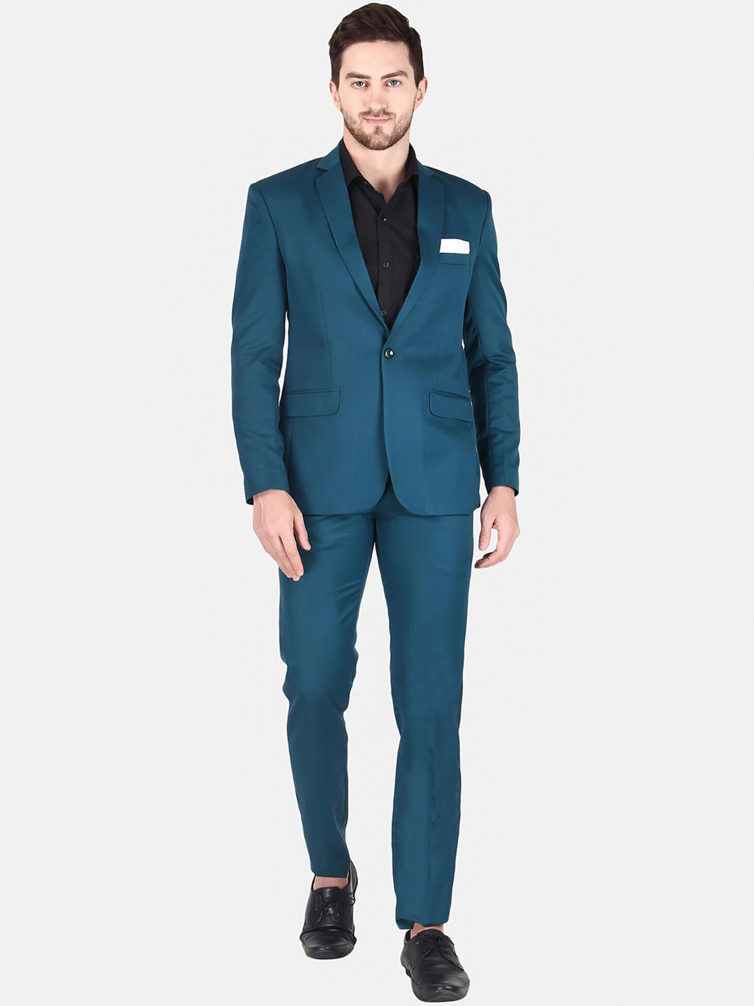 

TrulyFeb Men Single Breasted Slim Fit Two Piece Cotton Formal Suit, Green