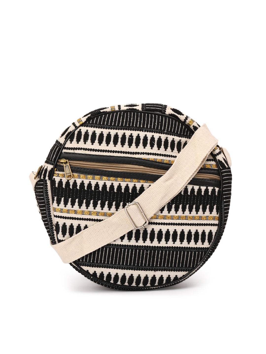 

gaura pakhi Abstract Self Design Half Moon Sling Bag, Black