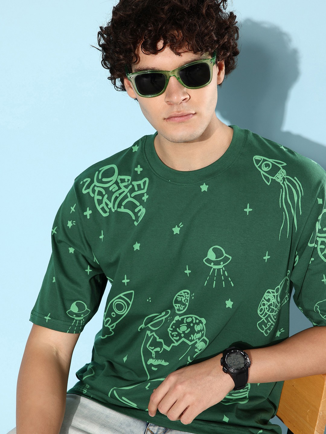 

DILLINGER Men Printed Pure Cotton Oversize T-shirt, Green