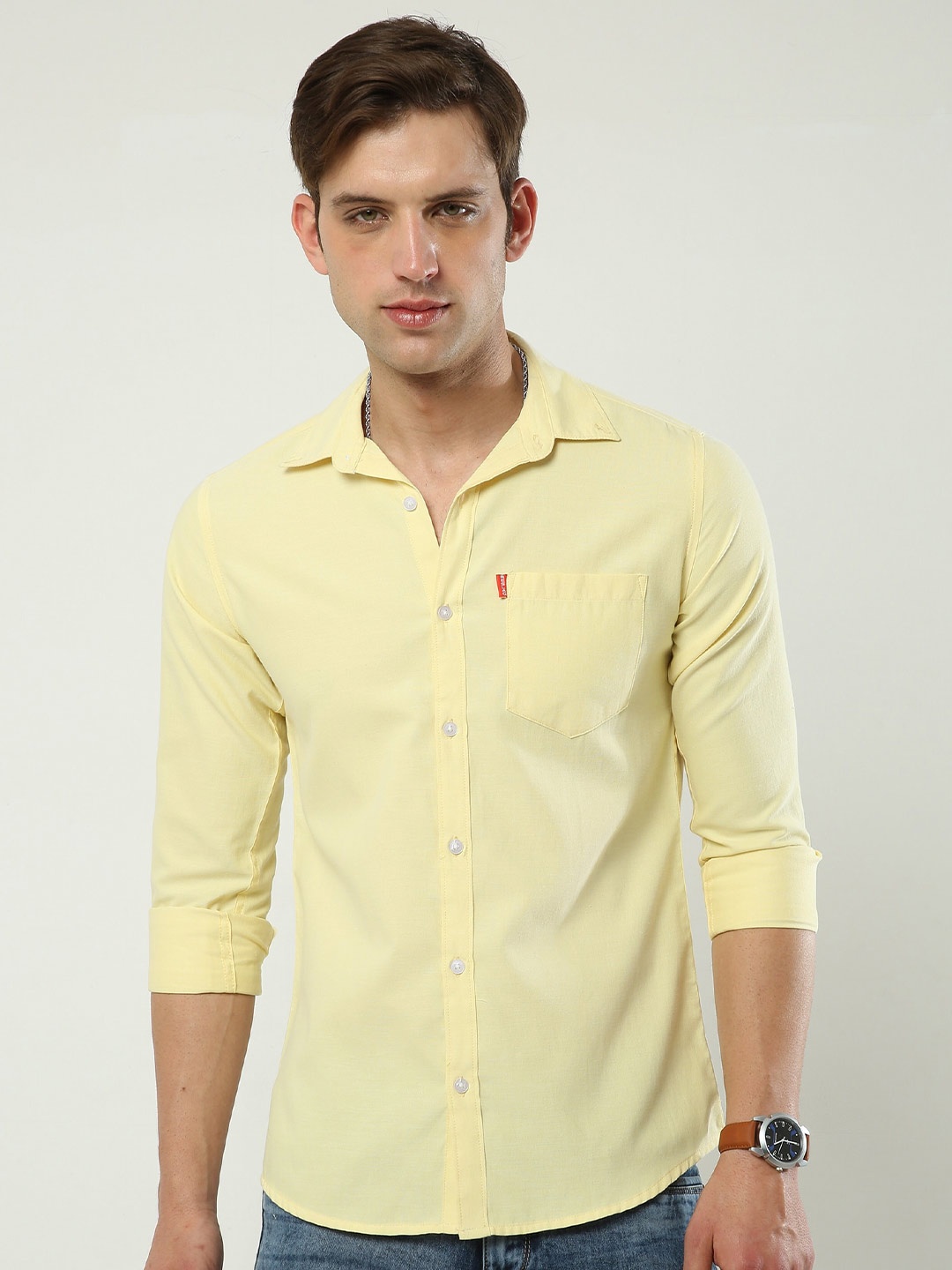 

Reslag Slim Fit Opaque Casual Cotton Shirt, Mustard
