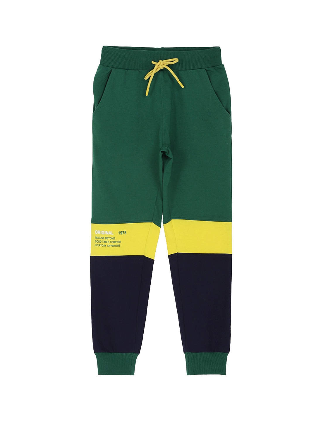 

Provogue Boys Colourblocked Mid-Rise joggers, Green