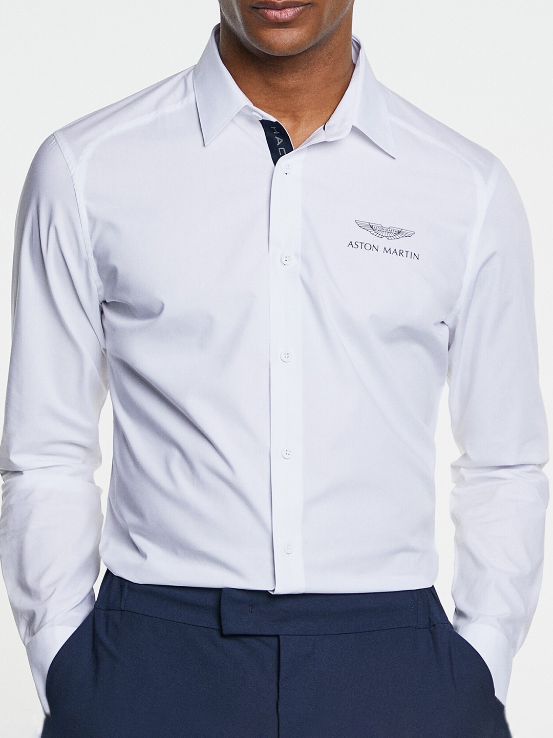 

HACKETT LONDON Spread Collar Cotton Casual Shirt, White