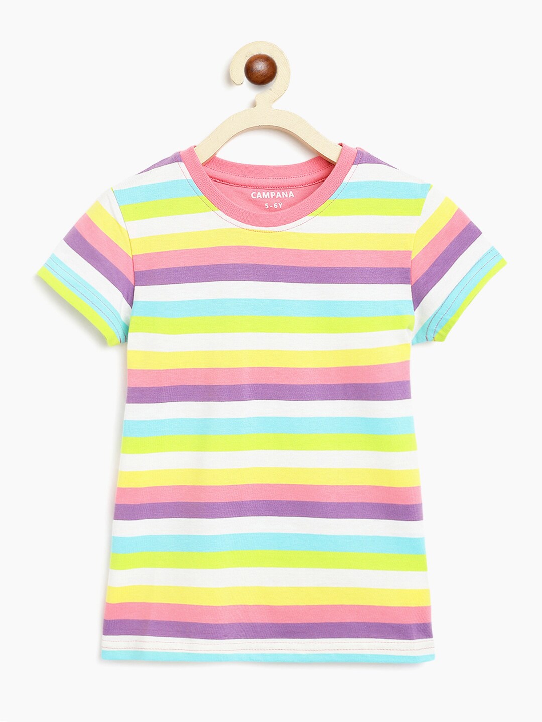 

Campana Girls Striped Cotton T-shirt, Pink