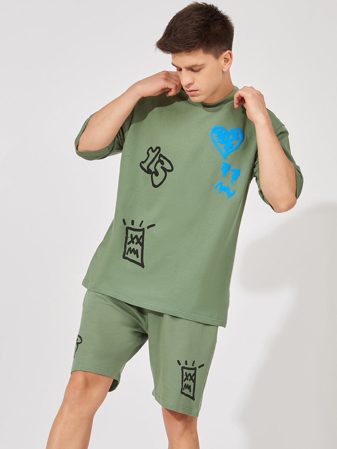 

Maniac Pure Cotton Printed Co-Ords, Green
