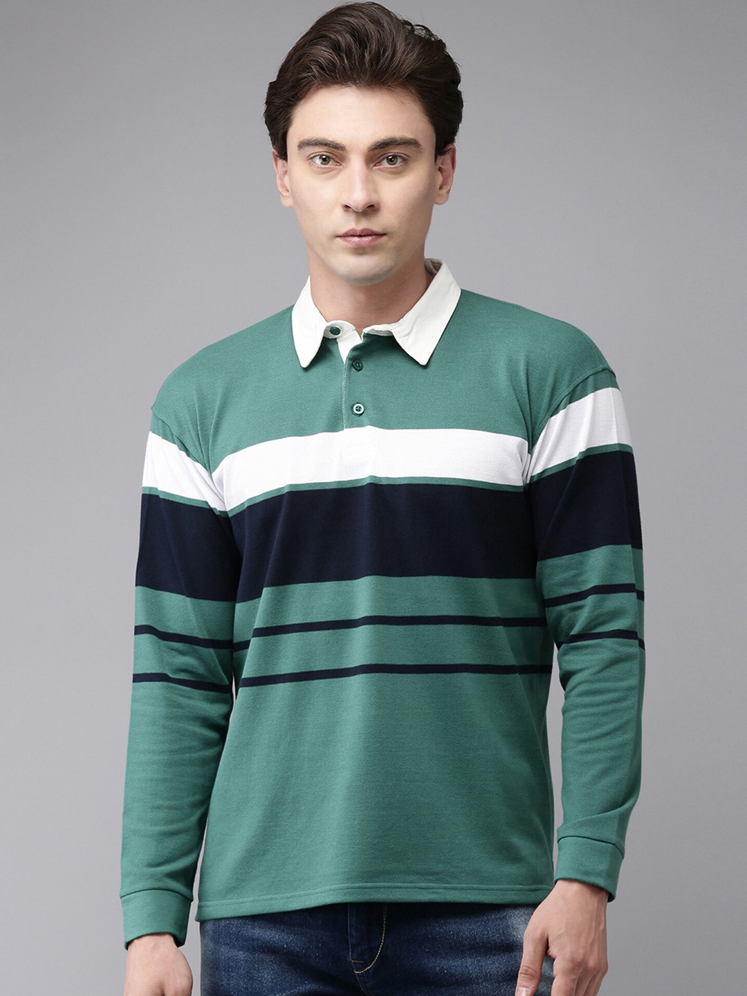

Maniac Striped Polo Collar Slim Fit Cotton T-Shirt, Black
