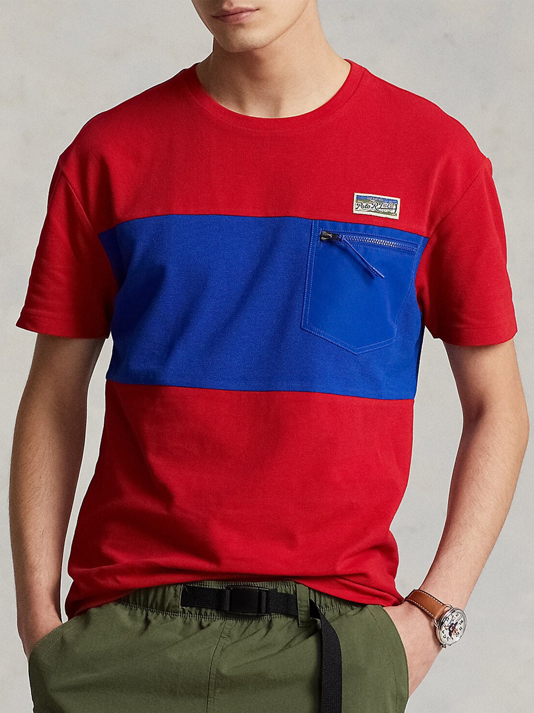 

Polo Ralph Lauren Colourblocked Cotton T-Shirt, Red