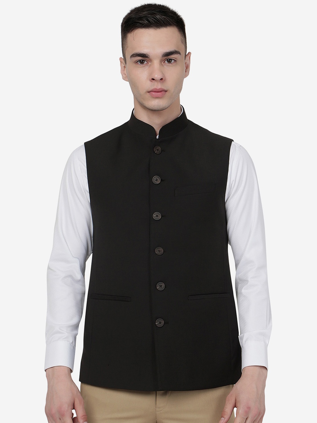 MODI JACKET Men Woollen Nehru Jacket, Black