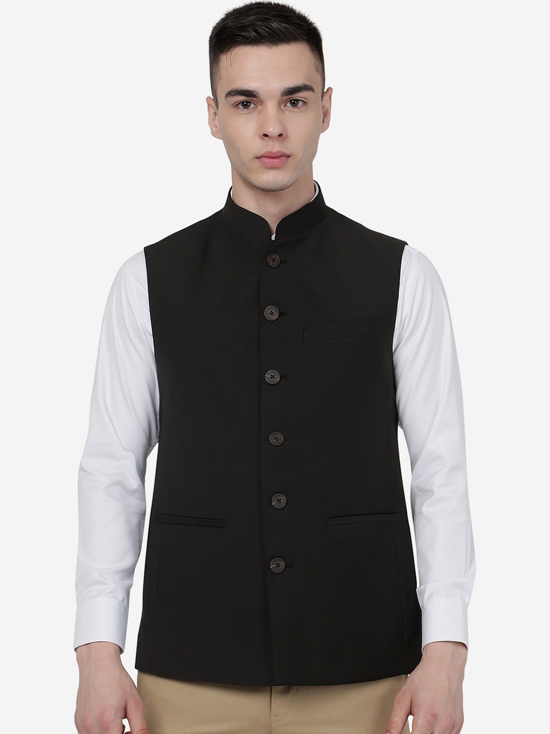 

MODI JACKET Men Woollen Nehru Jacket, Black