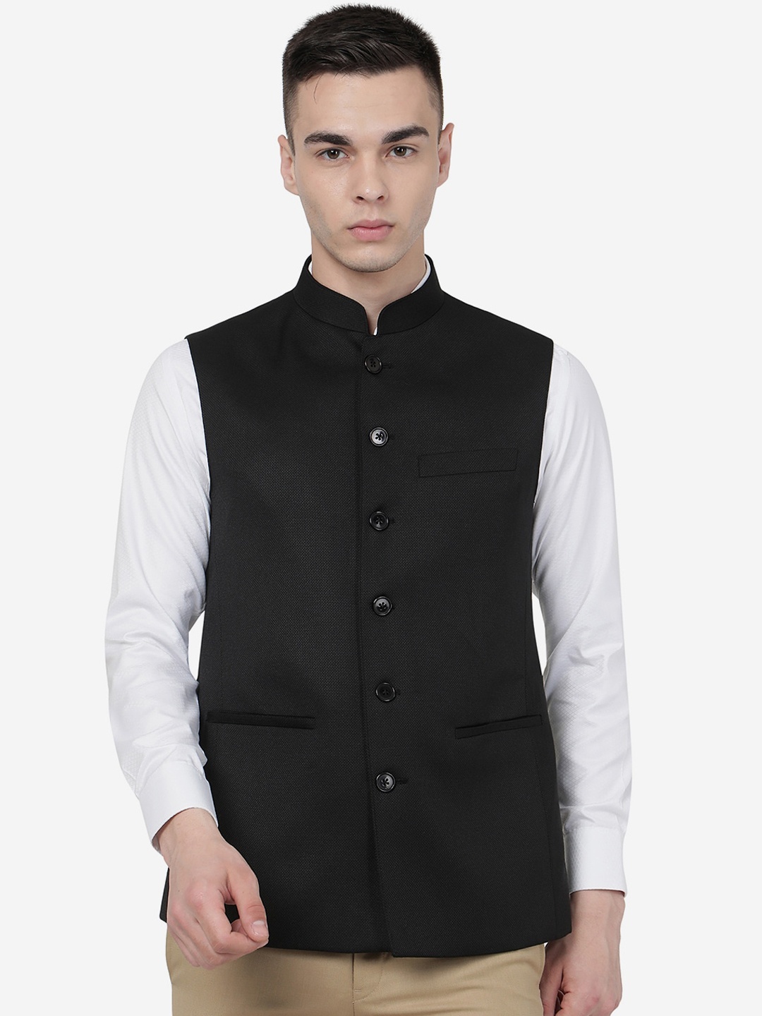 

MODI JACKET Men Woollen Nehru Jacket, Black