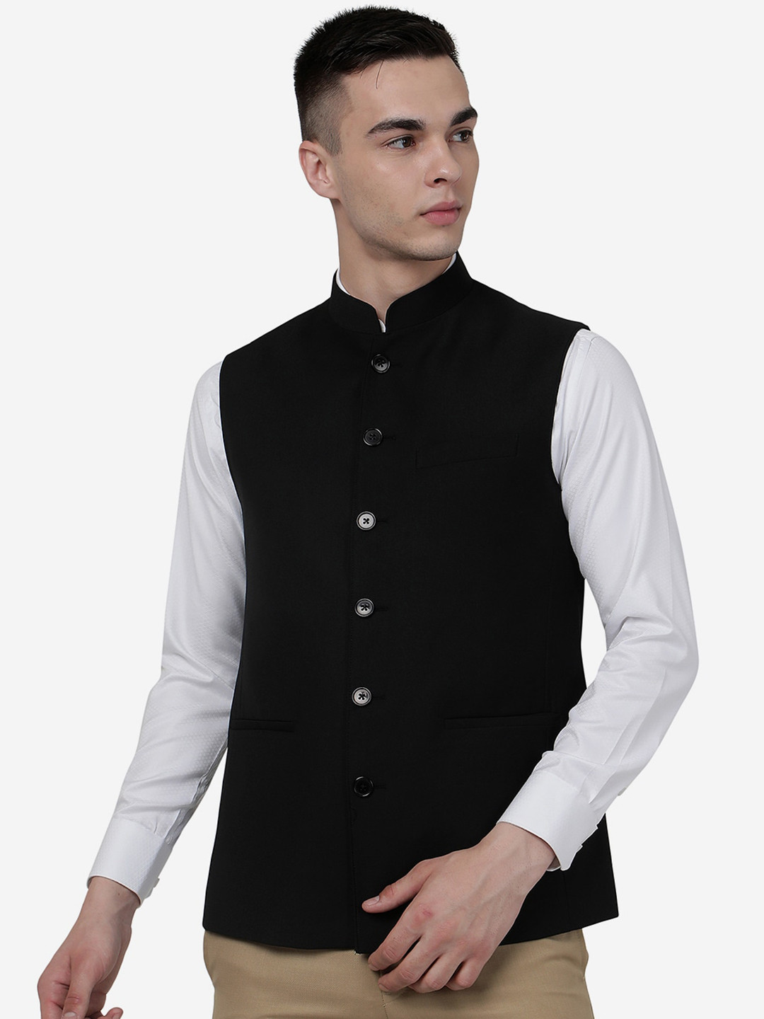 

MODI JACKET Men Woollen Nehru Jacket, Black