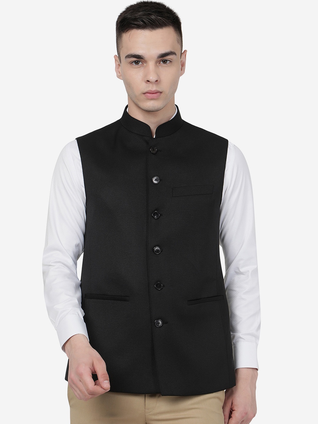 

MODI JACKET Men Woollen Nehru Jacket, Black